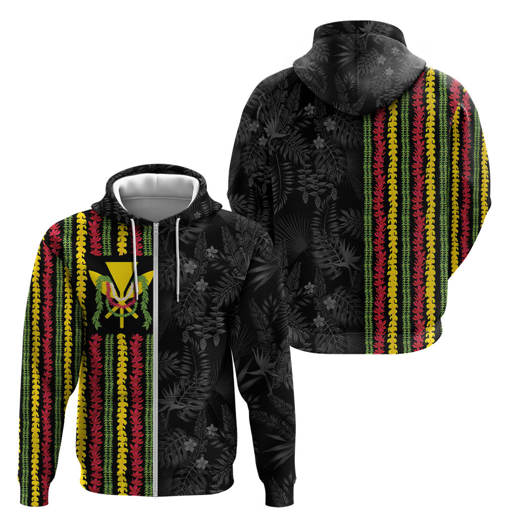Hawaii Lei Kanaka Maoli Flag Zip Hoodie Tropical Vibes