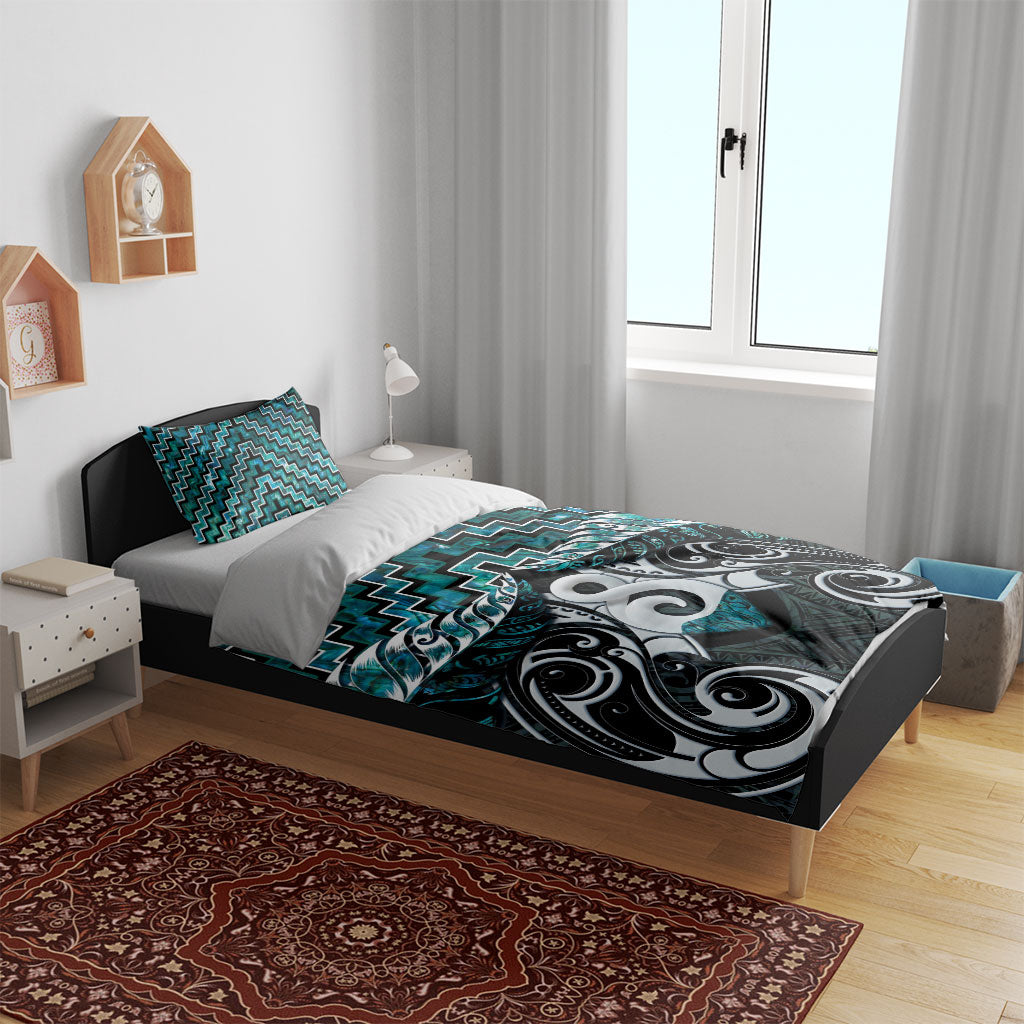 New Zealand Maori Bedding Set Poutama Pikorua - Single Twist Paua Shell