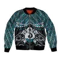 New Zealand Maori Bomber Jacket Poutama Pikorua - Single Twist Paua Shell