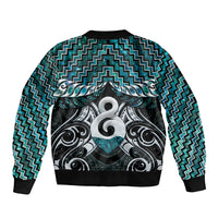 New Zealand Maori Bomber Jacket Poutama Pikorua - Single Twist Paua Shell