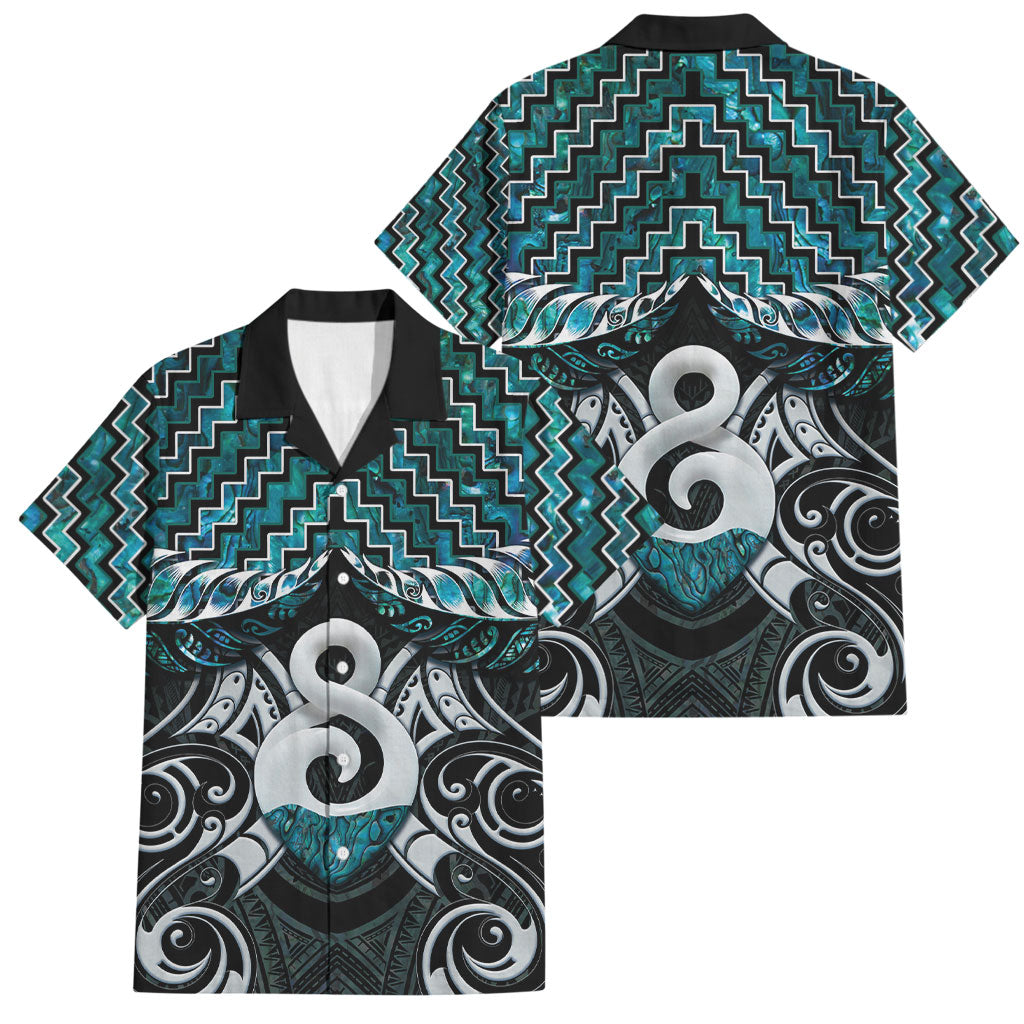 New Zealand Maori Family Matching Off Shoulder Maxi Dress and Hawaiian Shirt Poutama Pikorua - Single Twist Paua Shell