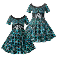 New Zealand Maori Family Matching Puletasi and Hawaiian Shirt Poutama Pikorua - Single Twist Paua Shell