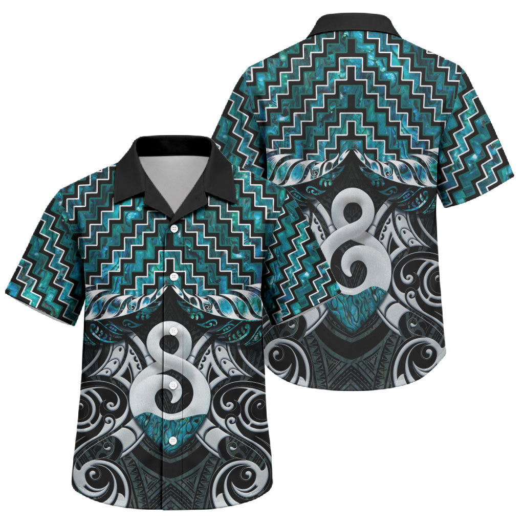 New Zealand Maori Family Matching Summer Maxi Dress and Hawaiian Shirt Poutama Pikorua - Single Twist Paua Shell