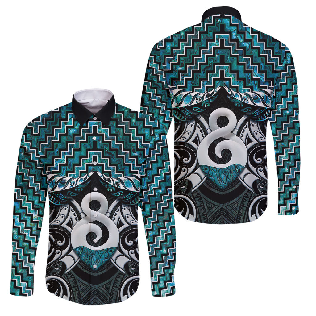 New Zealand Maori Family Matching Tank Maxi Dress and Hawaiian Shirt Poutama Pikorua - Single Twist Paua Shell