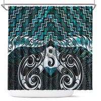 New Zealand Maori Shower Curtain Poutama Pikorua - Single Twist Paua Shell
