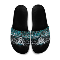 New Zealand Maori Slide Sandals Poutama Pikorua - Single Twist Paua Shell
