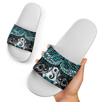 New Zealand Maori Slide Sandals Poutama Pikorua - Single Twist Paua Shell