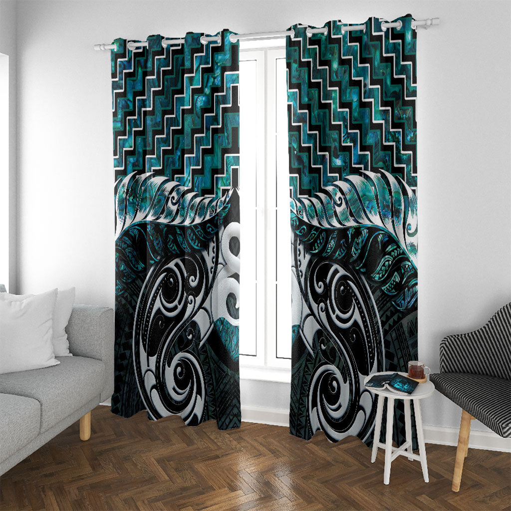 New Zealand Maori Window Curtain Poutama Pikorua - Single Twist Paua Shell