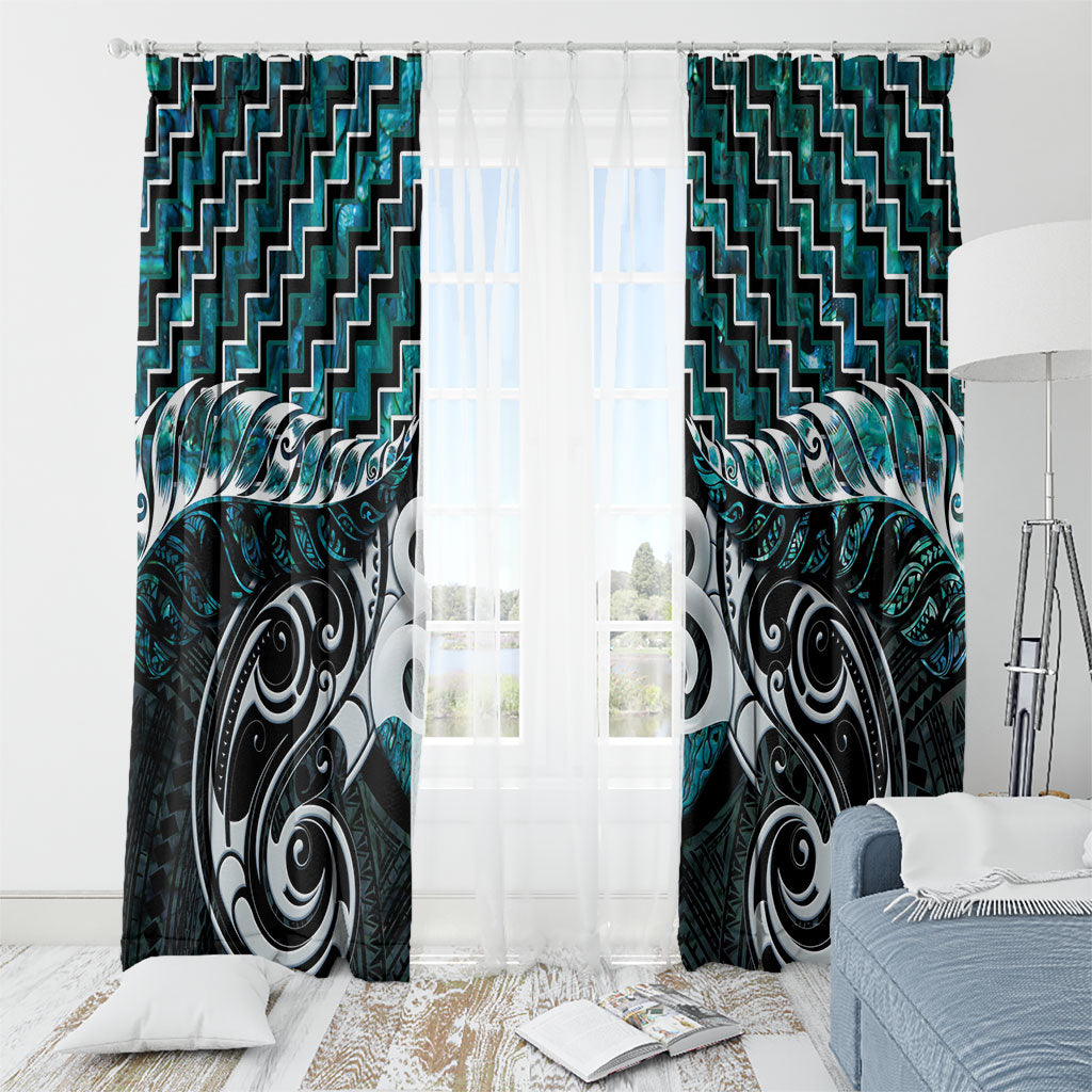New Zealand Maori Window Curtain Poutama Pikorua - Single Twist Paua Shell