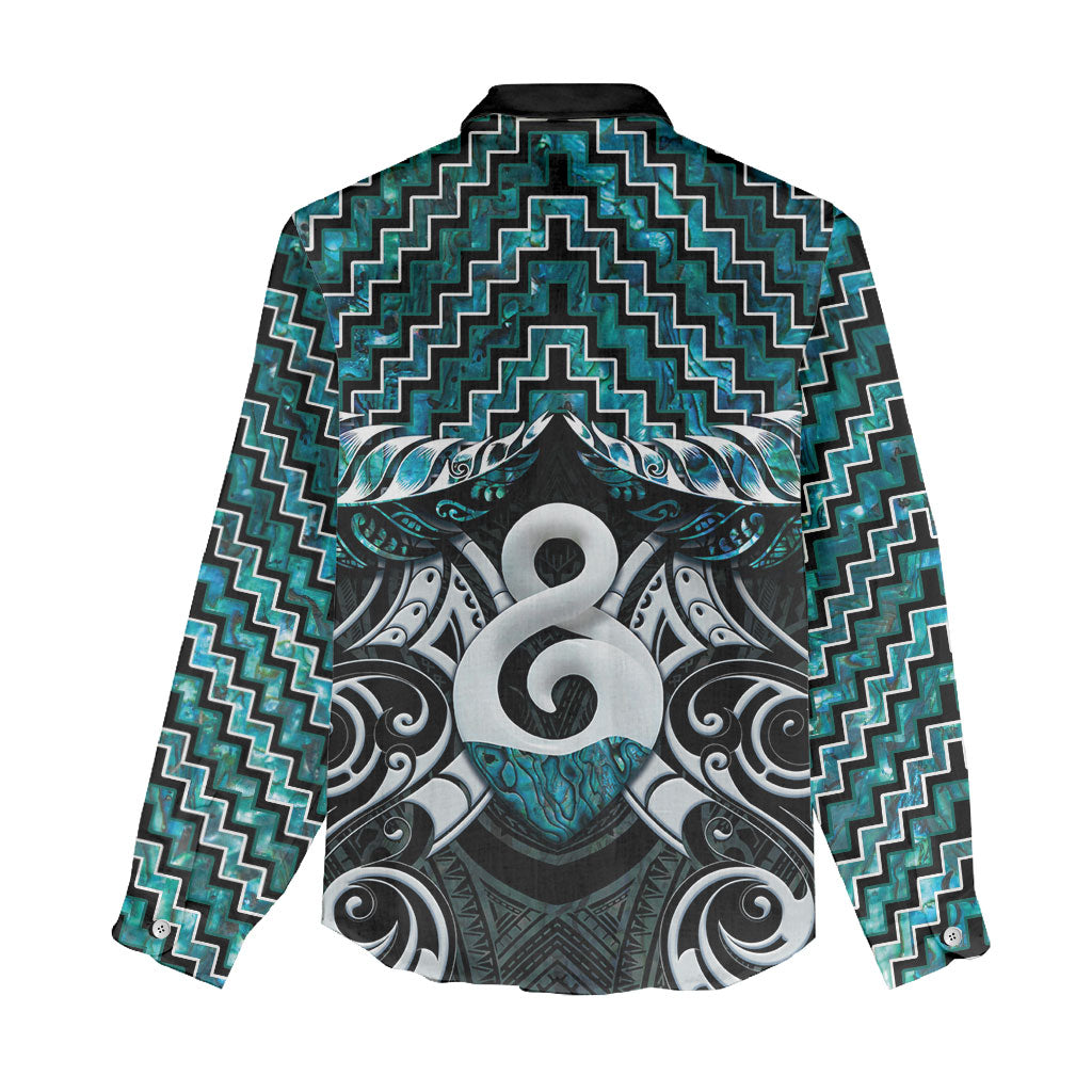 New Zealand Maori Women Casual Shirt Poutama Pikorua - Single Twist Paua Shell