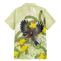 New Zealand Piwakawaka Fantail Bird Family Matching Mermaid Dress and Hawaiian Shirt With Kowhai Flowers LT05 - Polynesian Pride