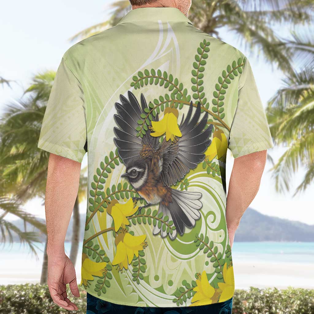 New Zealand Piwakawaka Fantail Bird Hawaiian Shirt With Kowhai Flowers LT05 - Polynesian Pride