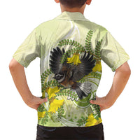New Zealand Piwakawaka Fantail Bird Hawaiian Shirt With Kowhai Flowers LT05 - Polynesian Pride