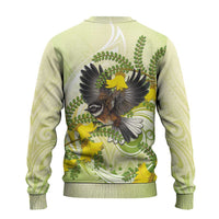New Zealand Piwakawaka Fantail Bird Ugly Christmas Sweater With Kowhai Flowers LT05 - Polynesian Pride
