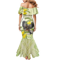 New Zealand Piwakawaka Fantail Bird Mermaid Dress With Kowhai Flowers LT05 - Polynesian Pride