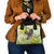 New Zealand Piwakawaka Fantail Bird Shoulder Handbag With Kowhai Flowers