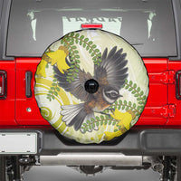 New Zealand Piwakawaka Fantail Bird Spare Tire Cover With Kowhai Flowers LT05 - Polynesian Pride