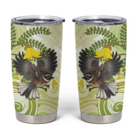 New Zealand Piwakawaka Fantail Bird Tumbler Cup With Kowhai Flowers LT05 Green - Polynesian Pride