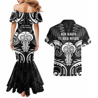 New Zealand Te Reo Maori Couples Matching Mermaid Dress and Hawaiian Shirt Korero Maori Ai Au LT05 - Polynesian Pride