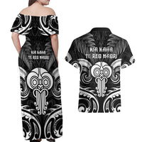 New Zealand Te Reo Maori Couples Matching Off Shoulder Maxi Dress and Hawaiian Shirt Korero Maori Ai Au LT05 - Polynesian Pride