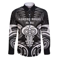 New Zealand Te Reo Maori Family Matching Mermaid Dress and Hawaiian Shirt Korero Maori Ai Au LT05 Dad's Shirt - Long Sleeve Black - Polynesian Pride