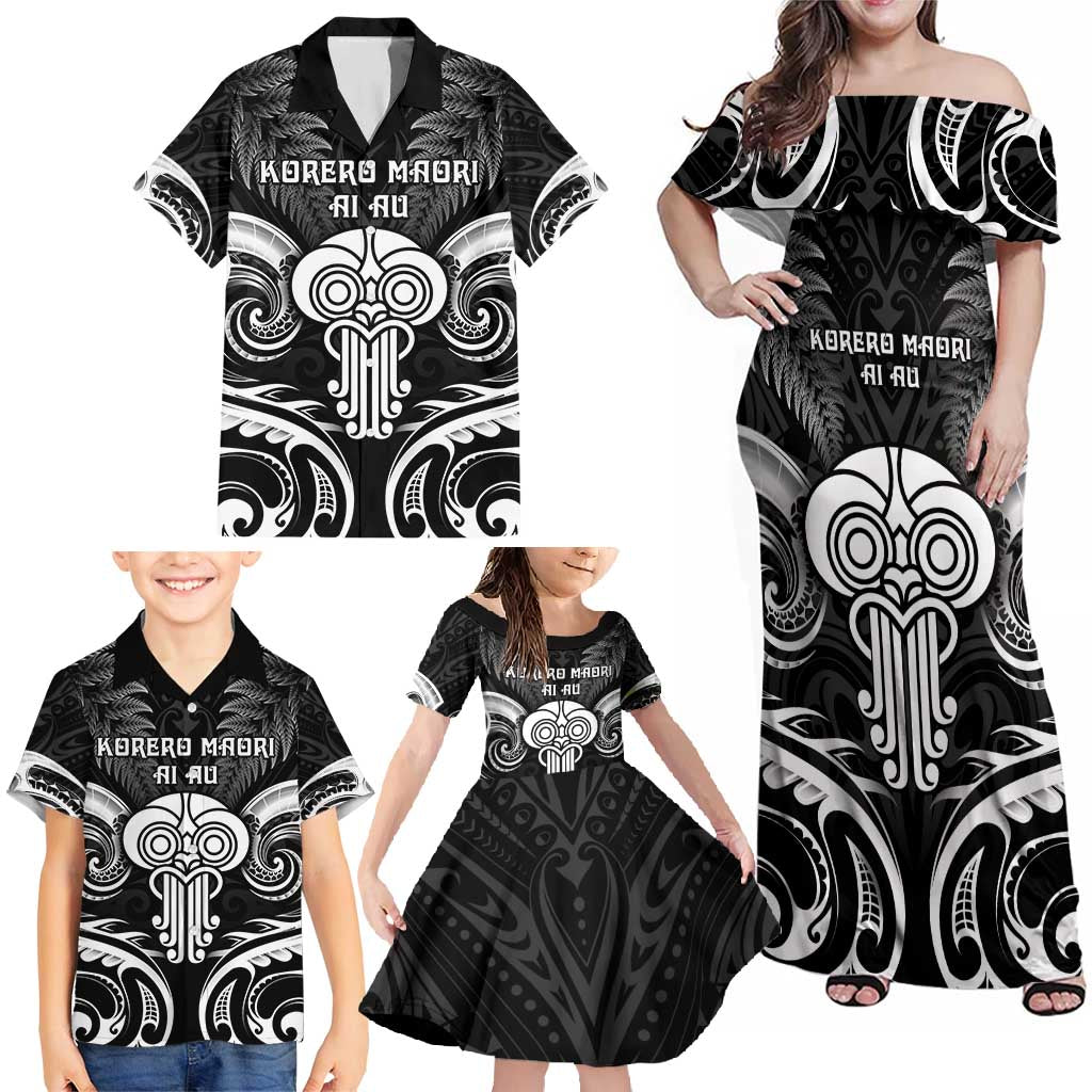 New Zealand Te Reo Maori Family Matching Off Shoulder Maxi Dress and Hawaiian Shirt Korero Maori Ai Au LT05 - Polynesian Pride
