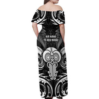 New Zealand Te Reo Maori Family Matching Off Shoulder Maxi Dress and Hawaiian Shirt Korero Maori Ai Au LT05 - Polynesian Pride