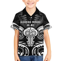 New Zealand Te Reo Maori Family Matching Off Shoulder Short Dress and Hawaiian Shirt Korero Maori Ai Au LT05 Son's Shirt Black - Polynesian Pride