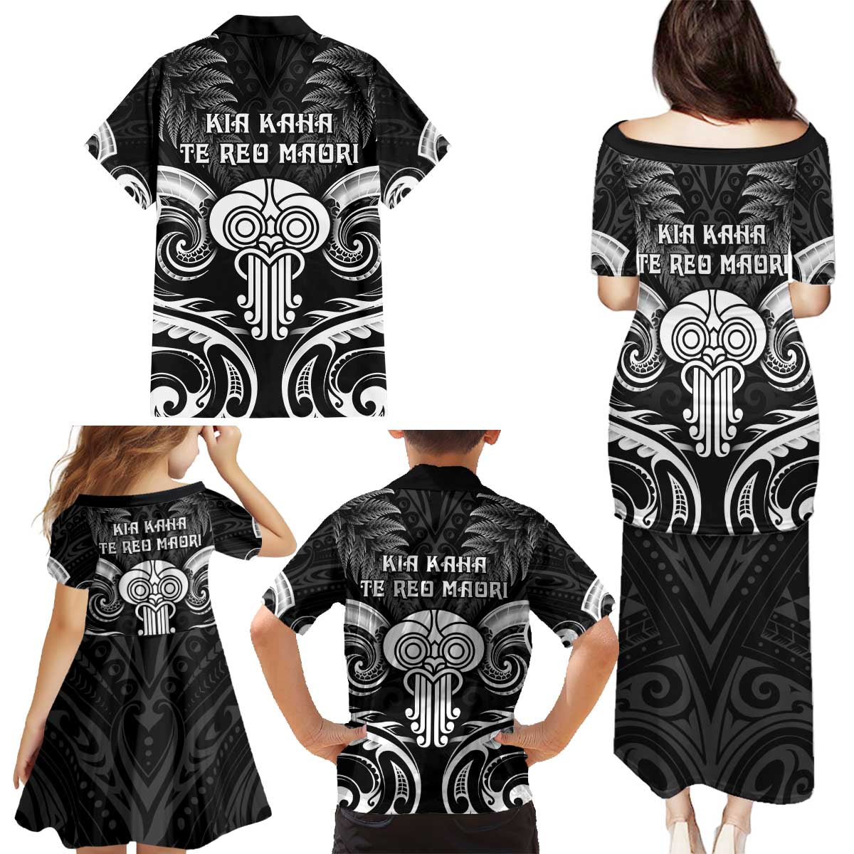 New Zealand Te Reo Maori Family Matching Puletasi and Hawaiian Shirt Korero Maori Ai Au LT05 - Polynesian Pride