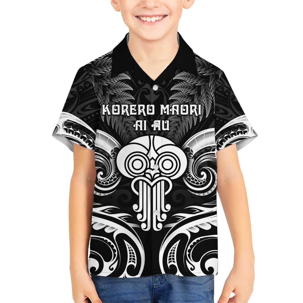 New Zealand Te Reo Maori Family Matching Tank Maxi Dress and Hawaiian Shirt Korero Maori Ai Au LT05 Son's Shirt Black - Polynesian Pride