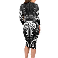 New Zealand Te Reo Maori Long Sleeve Bodycon Dress Korero Maori Ai Au LT05 - Polynesian Pride