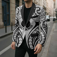 New Caledonia Day Blazer Polynesian Curves White Color - Polynesian Pride