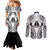 New Caledonia Day Couples Matching Mermaid Dress and Long Sleeve Button Shirt Polynesian Curves White Color - Polynesian Pride