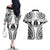 New Caledonia Day Couples Matching Off The Shoulder Long Sleeve Dress and Hawaiian Shirt Polynesian Curves White Color - Polynesian Pride