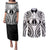 New Caledonia Day Couples Matching Puletasi and Long Sleeve Button Shirt Polynesian Curves White Color - Polynesian Pride