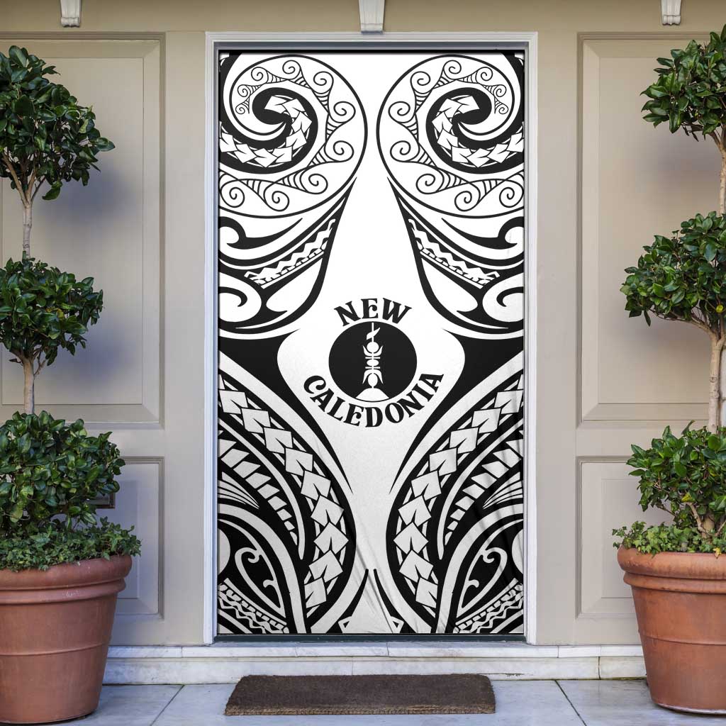 New Caledonia Day Door Cover Polynesian Curves White Color LT05 White - Polynesian Pride