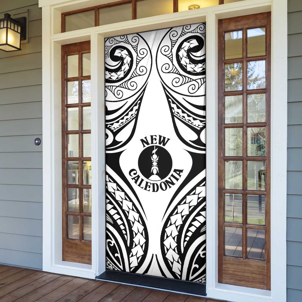 New Caledonia Day Door Cover Polynesian Curves White Color LT05 - Polynesian Pride