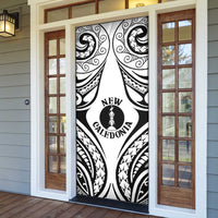 New Caledonia Day Door Cover Polynesian Curves White Color LT05 - Polynesian Pride