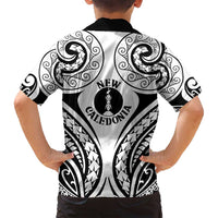 New Caledonia Day Family Matching Long Sleeve Bodycon Dress and Hawaiian Shirt Polynesian Curves White Color LT05 - Polynesian Pride