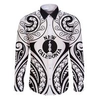 New Caledonia Day Family Matching Long Sleeve Bodycon Dress and Hawaiian Shirt Polynesian Curves White Color LT05 Dad's Shirt - Long Sleeve White - Polynesian Pride
