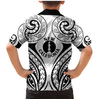 New Caledonia Day Family Matching Mermaid Dress and Hawaiian Shirt Polynesian Curves White Color LT05 - Polynesian Pride