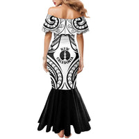 New Caledonia Day Family Matching Mermaid Dress and Hawaiian Shirt Polynesian Curves White Color LT05 - Polynesian Pride