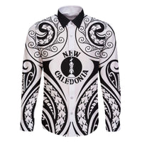 New Caledonia Day Family Matching Off The Shoulder Long Sleeve Dress and Hawaiian Shirt Polynesian Curves White Color LT05 Dad's Shirt - Long Sleeve White - Polynesian Pride