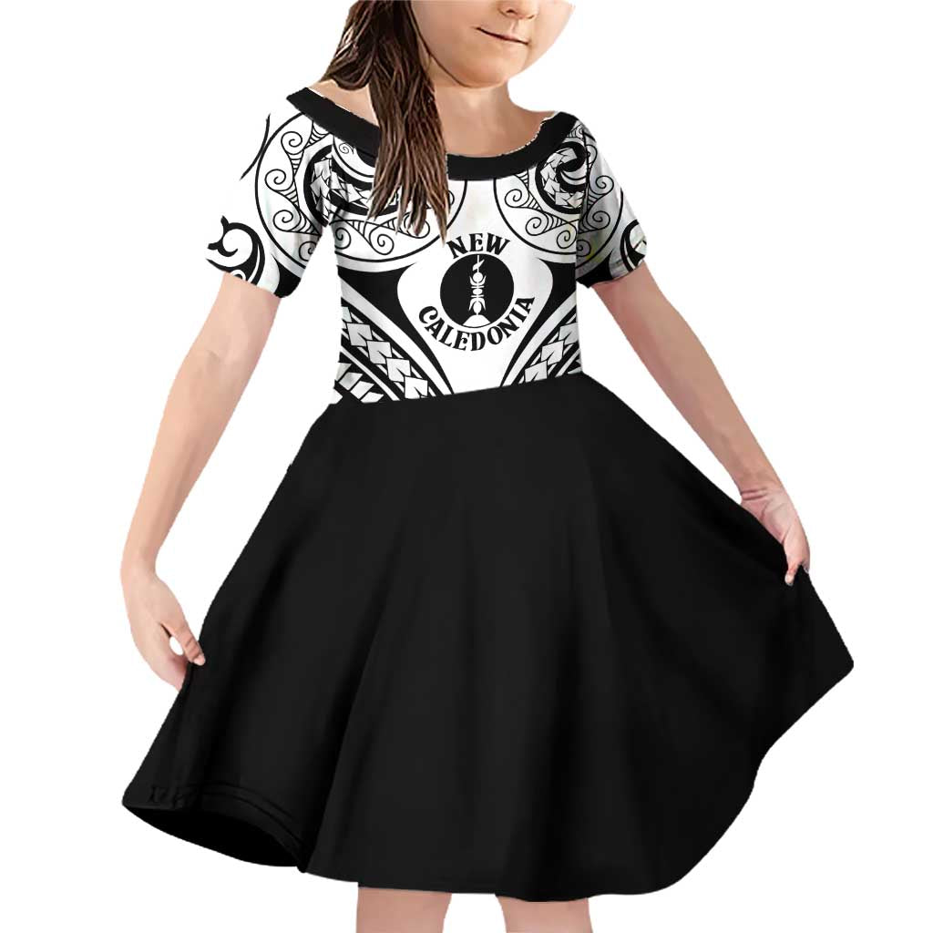 New Caledonia Day Family Matching Off Shoulder Short Dress and Hawaiian Shirt Polynesian Curves White Color LT05 Daughter's Dress White - Polynesian Pride
