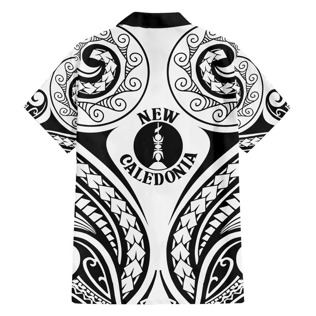 New Caledonia Day Family Matching Off Shoulder Short Dress and Hawaiian Shirt Polynesian Curves White Color LT05 - Polynesian Pride