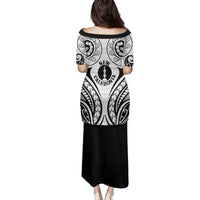 New Caledonia Day Family Matching Puletasi and Hawaiian Shirt Polynesian Curves White Color - Polynesian Pride