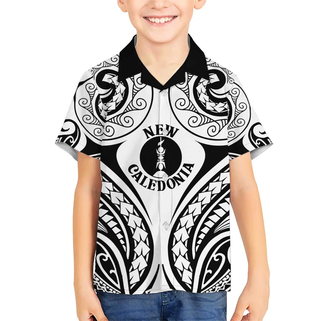 New Caledonia Day Family Matching Short Sleeve Bodycon Dress and Hawaiian Shirt Polynesian Curves White Color LT05 Son's Shirt White - Polynesian Pride