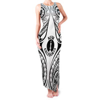 New Caledonia Day Family Matching Tank Maxi Dress and Hawaiian Shirt Polynesian Curves White Color LT05 Mom's Dress White - Polynesian Pride