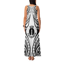 New Caledonia Day Family Matching Tank Maxi Dress and Hawaiian Shirt Polynesian Curves White Color LT05 - Polynesian Pride