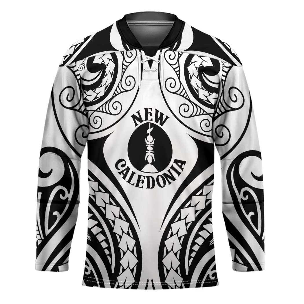 New Caledonia Day Hockey Jersey Polynesian Curves White Color - Polynesian Pride
